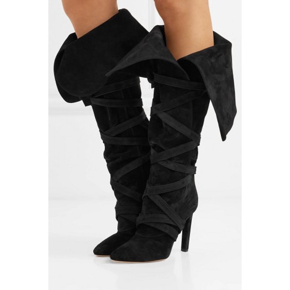 NWT SAINT LAURENT Meurice wraparound suede boots